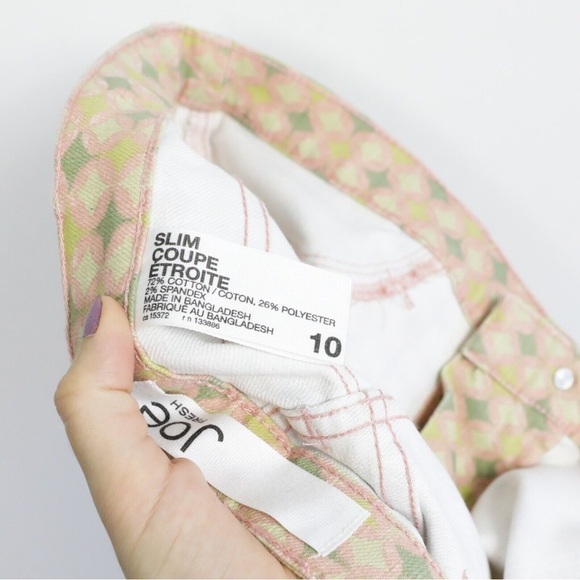 NWOT Joe Fresh ankle slim coupe printed jeans Patel yellow beige bohemian light - Picture 3 of 4